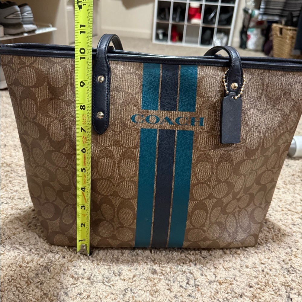 Coach Signature Brown and Blue Briefcase - Picture 2 of 11